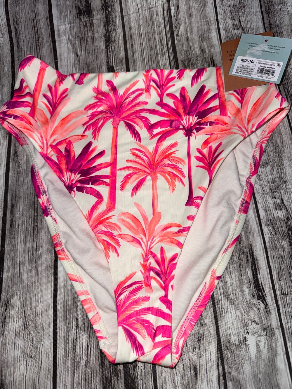 Women’s Swim Bikini Bottoms - Pink Palm Print